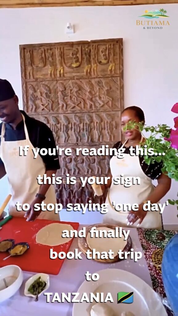 One Butiama & Beyond founder participating in a Tanzanian cooking experience, highlighting cultural activities and things to do in Tanzania beyond safari.